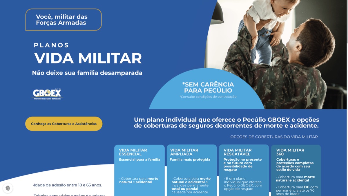 Landing page Vida Militar