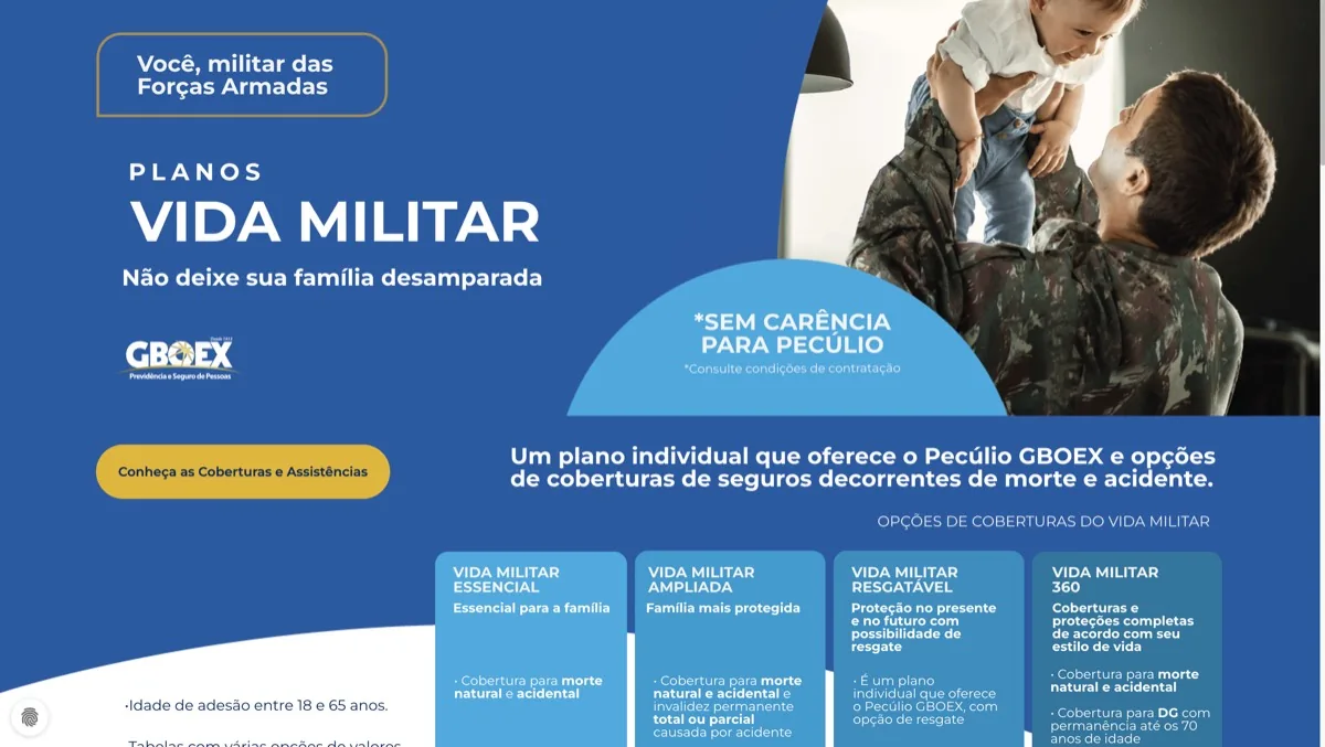 Landing page Vida Militar