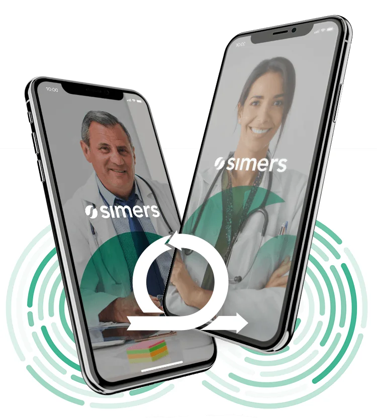 Celulares com a identidade do Simers e o símbolo do ciclo ágil