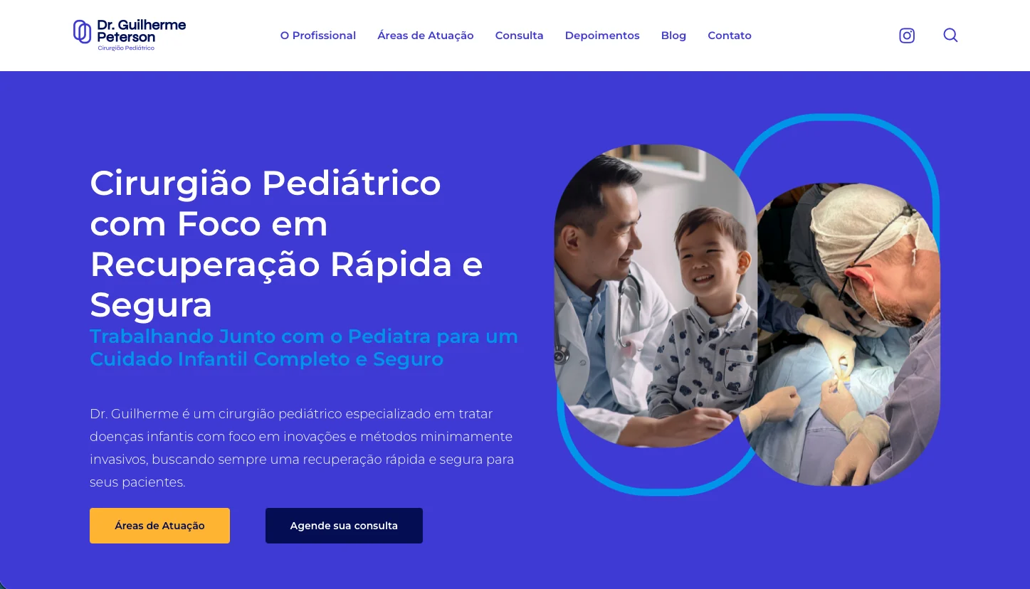 Site do Dr. Guilherme Peterson, cirurgião pediátrico