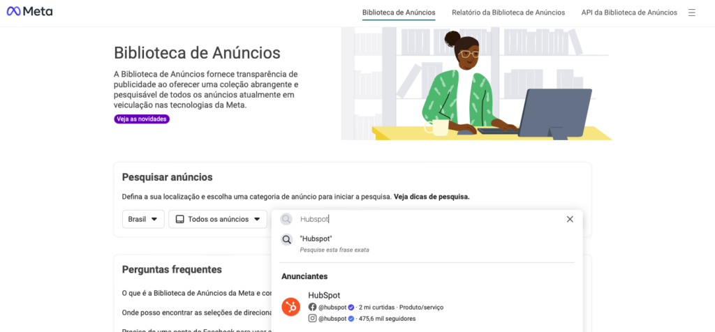 biblioteca anuncios hubspot em Biblioteca de Anúncios do Facebook: Como Descobrir os Anúncios do seu Concorrente biblioteca anuncios hubspot no Hello Marketing B2B